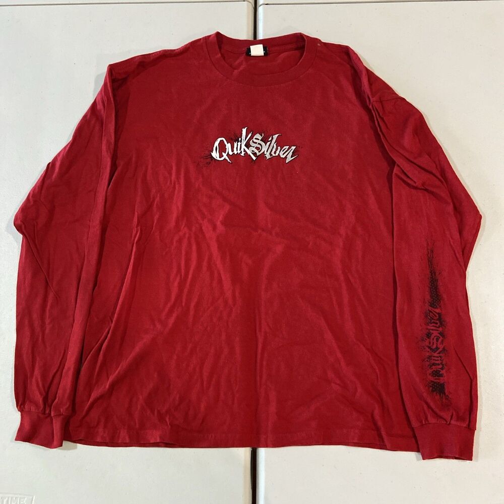 Vintage Y2K Quiksilver Long Sleeve Shirt Men’s L Red Surf Skate